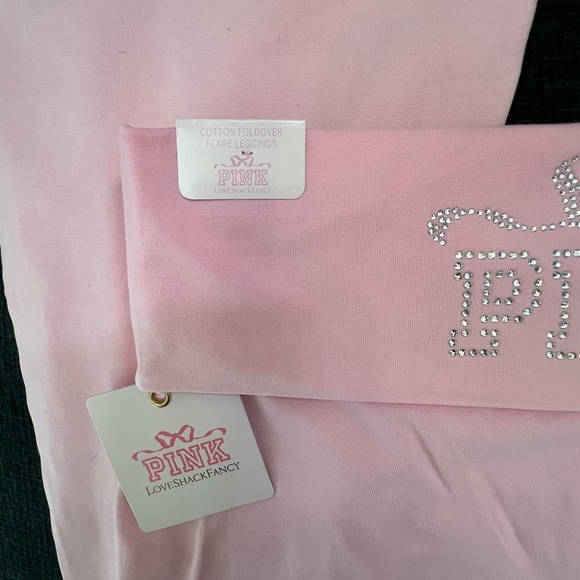 PINK x LoveShackFancy Pink Flare Pants Y2K - Picture 7 of 11